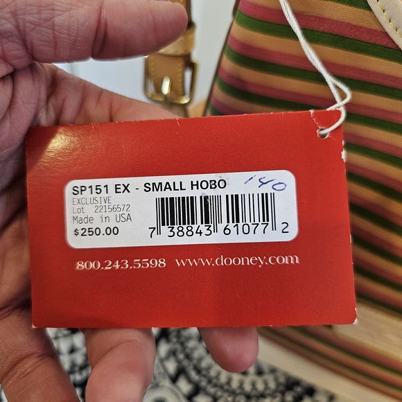 Dooney & Bourke Striped Leather Shoulder Bag Small Hobo Style - Picture 7 of 12